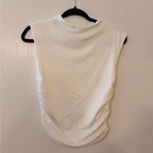 Sleeveless White Top with Ruched Sides